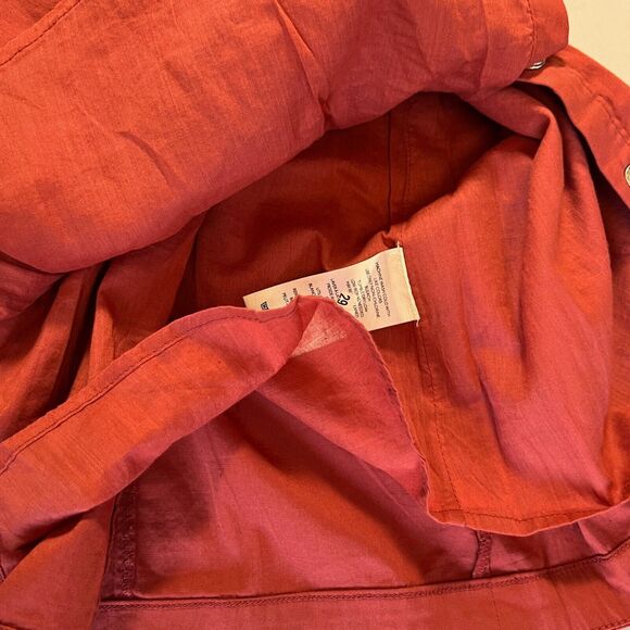 FREE PEOPLE Mini Dress Snap Front Bell sleeves in Color Peach Sz S NWT - Picture 8 of 9